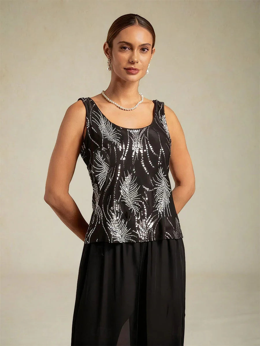 סט תאומים אלגנטי עם צווארון מנדרין בברק