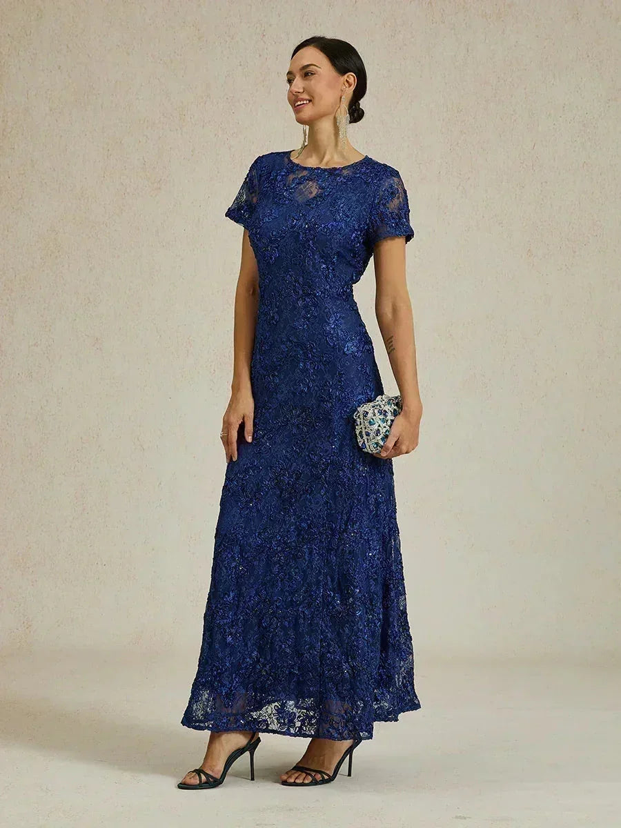 שמלות A-Line ברוזטות תחרה עם קישוטים של פאייטים
