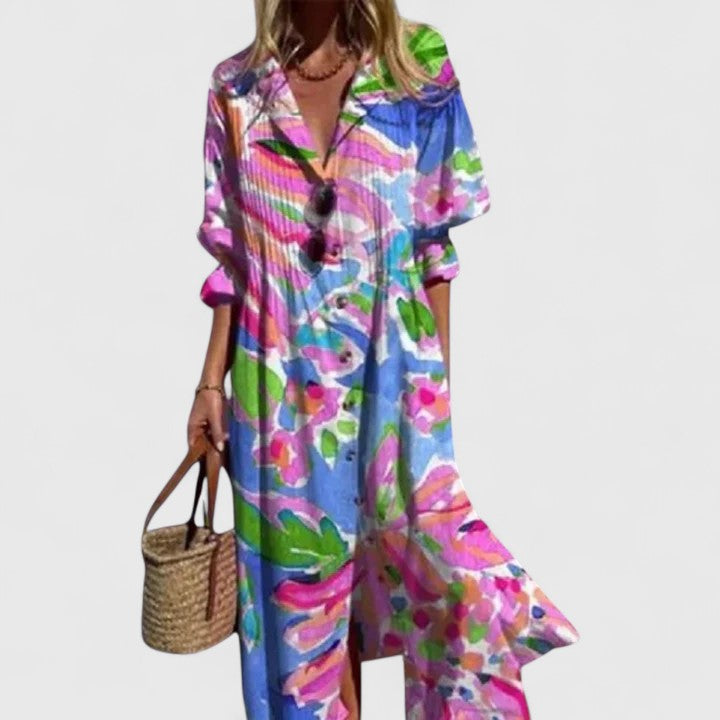 בטל | שמלת מקסי עם כפתורים לנשים