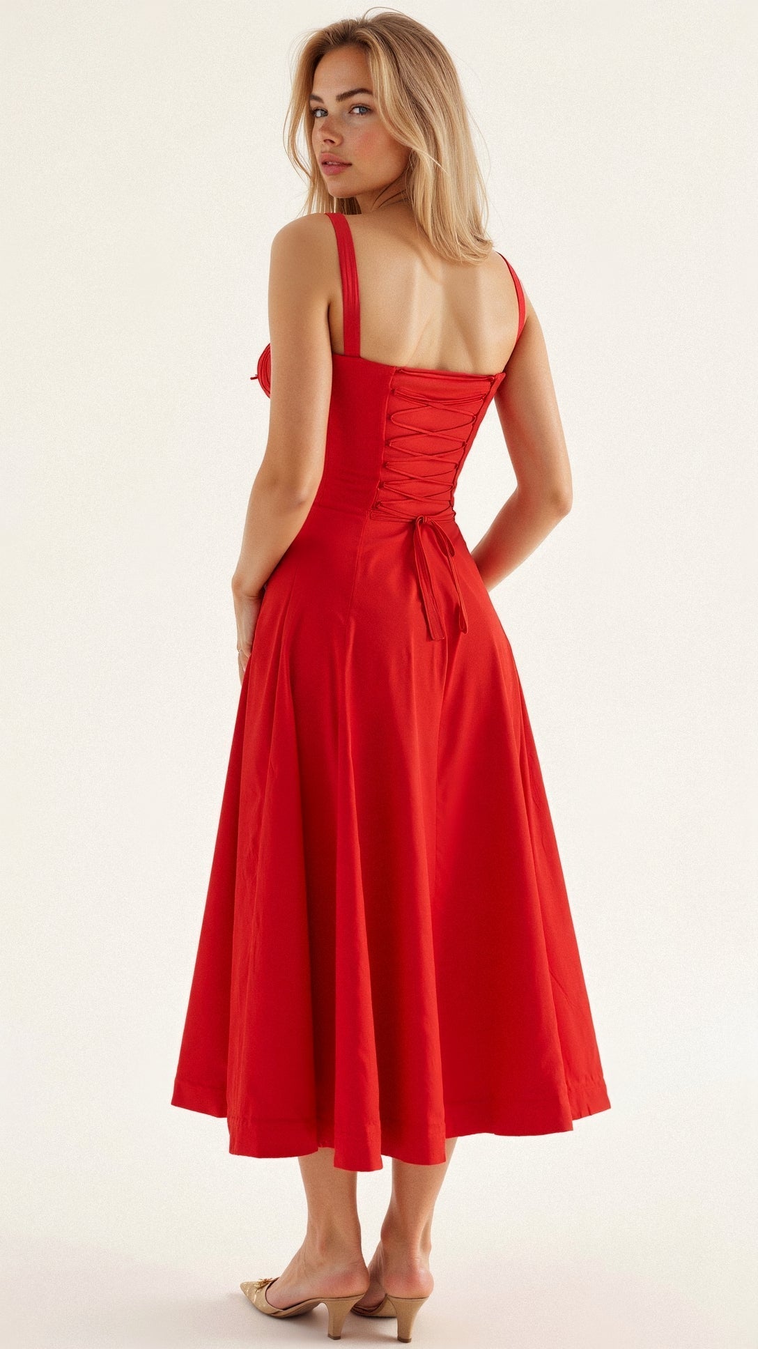 תיאה | שמלת מידי פרחונית עם מחשוף לב על לנשים